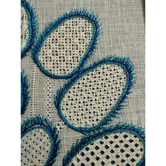 Peacock Embroidery Crewelwork Wool Yarn on Linen Matted and Framed No glass - Picture 4 of 5